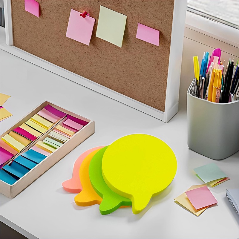 1200 Speech Bubble Shaped Sticky Notes - Bright Sticky Pads