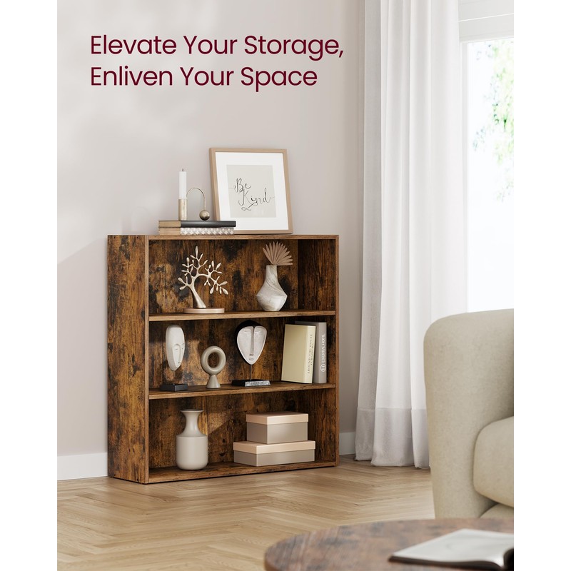 VASAGLE Set of 2 Bookshelves, 31.5 Inches Wide, 3-Tier Open