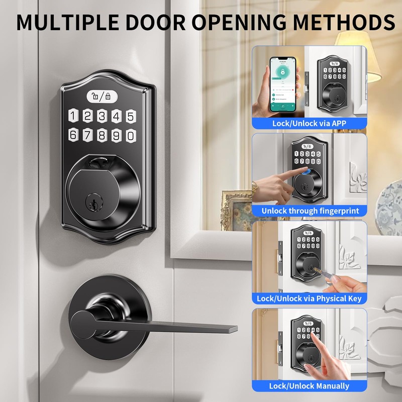 keyless Entry Door Lock deadbolt with Handle Set- Front Door
