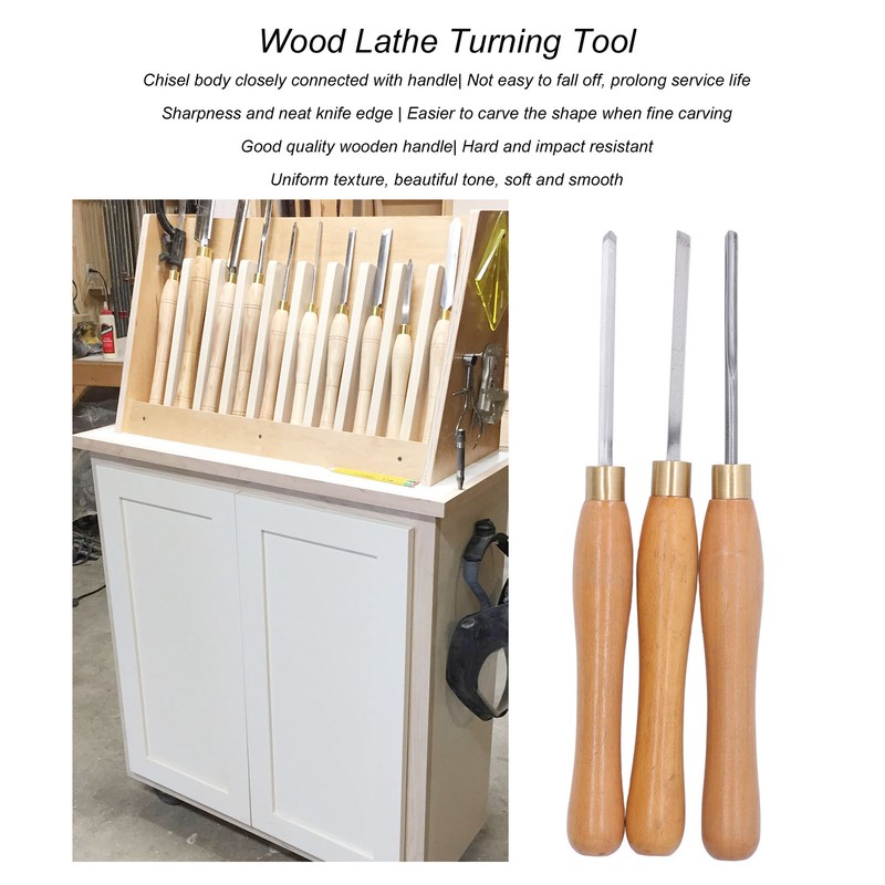 3Pcs Wood Lathe Turning Tool Chisel Beech Handle Steel Insert