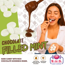 RUS Candy Company Chocolate Filled Mint Hard Candy – About 240 Individually Wrapped Pieces – 3 Pound Bag – Perfect Office & Party Treat
