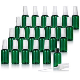 JUVITUS (24 pack) 2 oz Green Boston Round Plastic Bottle with White Fine Mist Spray