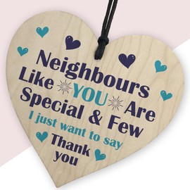 Red Ocean Neighbour Gift Plaque Wood Heart Friendship Gift Neighbour Christmas Birthday Gift Keepsake Gift For Him Her Thank You Gift