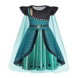 AmzBarley Princess Anna Dress Up for Girls Toddler Anna Costume Kids Birthday Gifts Party Dresses with Cape 7-8 Years