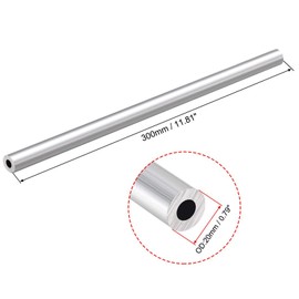TOP-VIGOR 1Pc 6063 Aluminum Round Tube, 20mm OD 12mm ID 300mm Length Seamless Aluminum Straight Tubing Pipe Tubing for Industry DIY Projects
