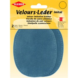Kleiber Imitation Suede Leather Sew on Knee/Elbow Patches – Oval-12.5cm x 10cm-Powder Blue