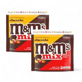 ASSORTIT X M&M'S Collab Classic Mix M&M's 17-Oz Resealable Bulk Family Share Size Pouches Bulk (2-Pack) – Perfect for Snacking, Baking, Candy Dishes, and Parties