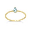 Dainty 10k Yellow Gold Solitaire Aquamarine Pear-Shaped Modern Engagement Rope