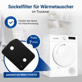 VIOKS Dryer Condenser Dryer 7x Foam Filter Set 207 x 155 mm Replacement for Miele 9164761 Dryer Filter for Tumble Dryer Heat Pump Dryer