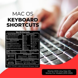 (3-Pack) Mac OS Shortcut Stickers for MacBook | Durable No-Residue Vinyl Keyboard Sticker | Clear/Black Design for MacBook Air & Pro (13-16") | Mac Laptop Decal | Any MacBook (Black (3-Pack))
