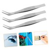 Operitacx 4Pcs Precision Static Stainless Steel Tweezers Industrial Angled Tine