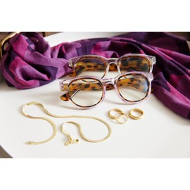 Peepers by PeeperSpecs Women's Olympia Round Blue Light Blocking Reading Glasses, Clear/Tokyo Tortoise, 50 + 2.75