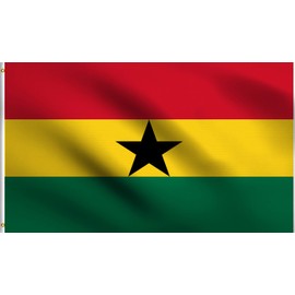 DMSE Ghana Ghanaian National Flag 3X5 Ft Foot 100% Polyester 100D Flag UV Resistant (3' X 5' Ft Foot)