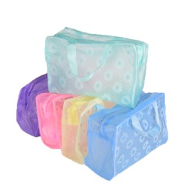 Travel Makeup Bag, Transparent PVC Waterproof for Storing Toiletries, Cosmetic Bag, Portable Compact Bag for Outdoor Travel Camping, purple