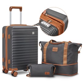 imiomo 20 Inch Expandable Carry on Luggage Sets with Spinner Wheels, Hard Shell Lightweight Rolling Travel Carry-on Suitcase with TSA Lock, Grey