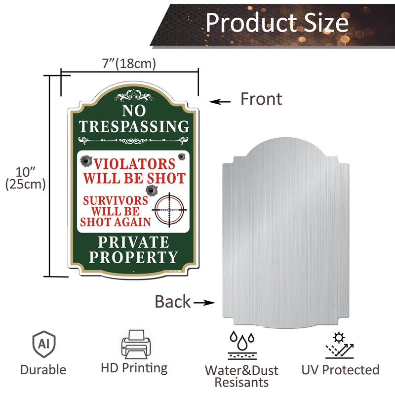 FKNSGR No Trespassing Violators Will Be Shot Sign 2 Pack,