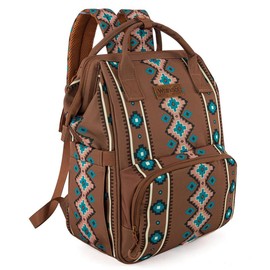 Wrangler Western Diaper Bag Aztec Backpack Organized Daypack-Cowgril Fashion:_Dark Brown