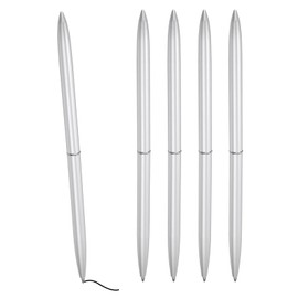 PATIKIL Slim Metal Ballpoint Pen, 5Pcs Black Ink 1mm Medium Point Pen Metallic Retractable Lightweight Smooth Writing Pens for Business Office Wedding Guest Book, Silver Tone