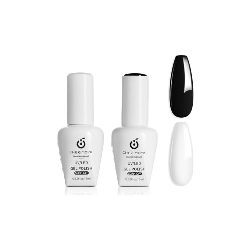 Cherimoya Esmalte De Uñas En Gel Blanco y Negro 2Pzs