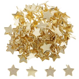 Cotter Pins, 100 Pieces, Star Splitter Pins, Push Tacks, Fasteners, Easy to Bend, Strong Fastening, Mini Cotter Pins, File Cards, For Securing Documents Organizing, Decoration, DIY Accessories (Gold)