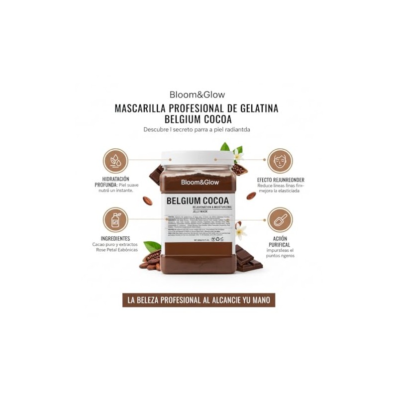 Bloom&Glow- Mascarilla profesional de gelatina de Belgium Cocoa Jelly mask.