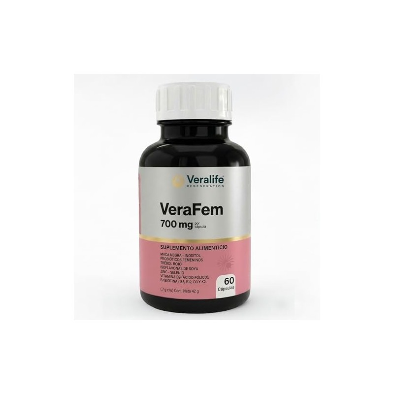 Verafem Probióticos Femeninos Vitaminas Minerales Maca Biotina Trebol Rojo Suplemento