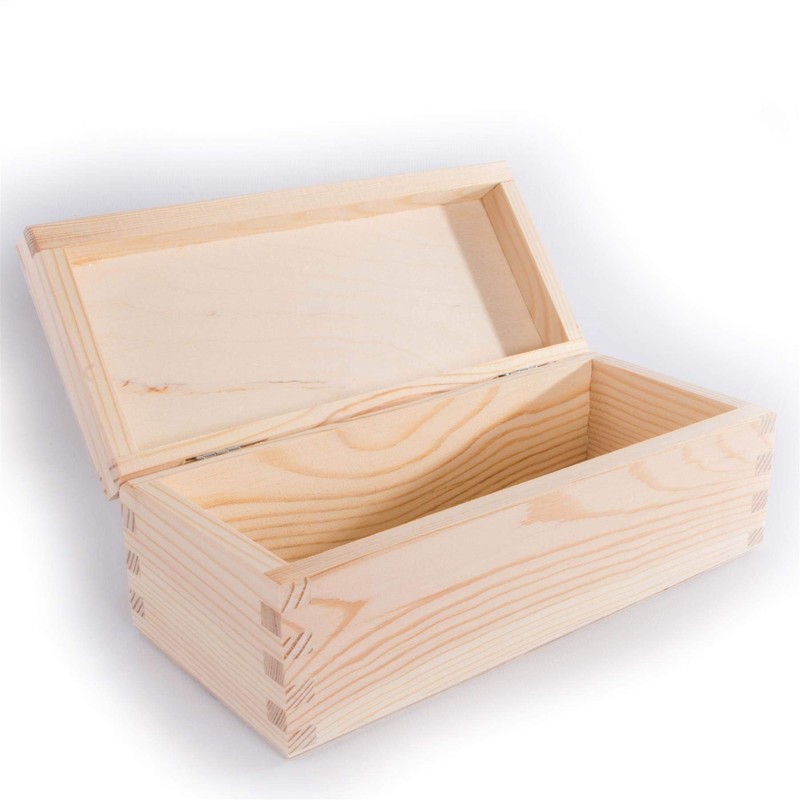 Oblong Rectangular Wooden Box with Lid | 23 x 10