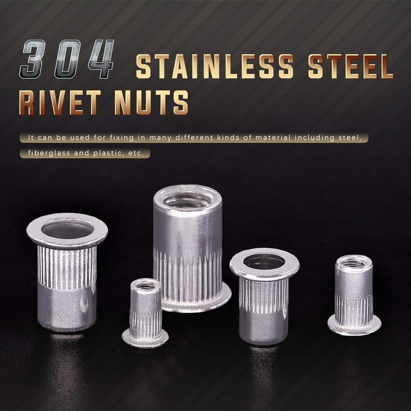 Swpeet 181Pcs 304 Stainless Steel #8-32#10-24 1/4"-20 5/16"-18 3/8"-16 Rivet