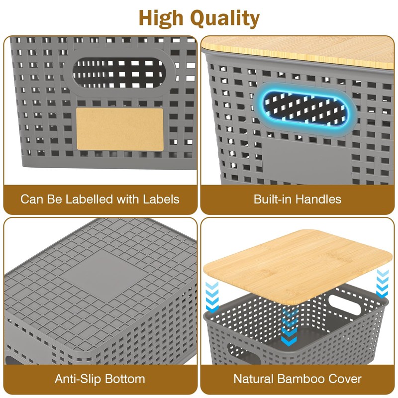 Stackable Storage Basket: Plastic Baskets Bins, Baskets for Organizing, Pantry