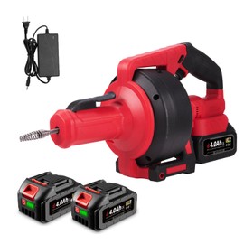 Cordless Electric Snake Drain, 610RPM Drain Auger with 21V 2X4.0Ah Batteries and Fast Charger, Snake Drain Clog Remover for Toilet, Floor Drain, Sink and Shower 3/4"-2" Pipe