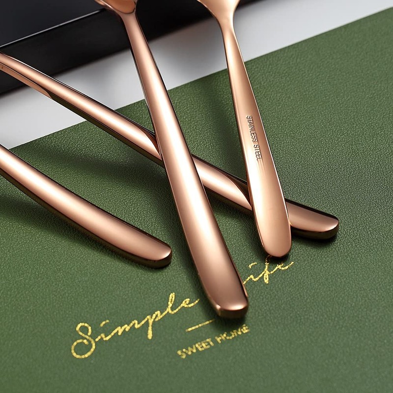 Copper Dinner Forks 6 Piece, Stainless Steel 8'' Forks Silverware