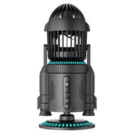 Creative Rocket Desktop Fan with Light Spray Three-Gear Rapid Cooling, Humidification Cooling, Rechargeable Quiet Small Table Fan for Office Living Room Display Case, Decorative Ornaments Cool Gifts