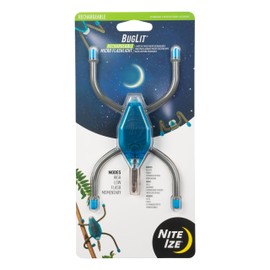 Nite Ize BugLit Rechargeable Micro Flashlight - LED Bug Light for Indoors or Outdoors - Clip On Reading Light - Tent Light for Camping - Task Light with Gear Tie Legs - USB Rechargeable - Bright Blue