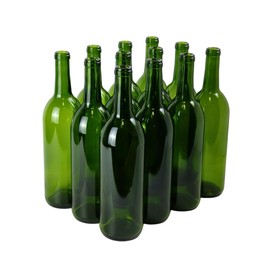 FastRack - 750ml Green Wine Bottles (Pack of 12) | W5 Bordeaux Liquor Bottles | 750 ml Empty Bottle for Drinks, 12 per Case - NO CORKS INCLUDED