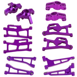 Pothyes Aluminum Front Rear Swing Arm & Steering Knuckle C-Hub Kit Compatible with 1/14 MJX Hyper Go 14210 14209 H14BM RC Upgrade Parts (Purple)