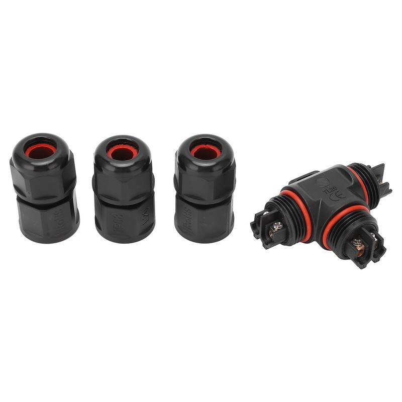 2 Pcs Tee Wire Connectors IP68 Waterproof 2 Pin 3