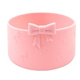 LUOTIVON 1Pcs Pink Bow Protective Cup Boot for 20 30 40oz Cup Bumper, Silicone Tumbler Bottom Sleeve Cover Accessories