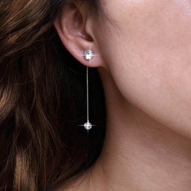 TseenYi Boho Rhinestone Chain Tassel Earrings Long Chain CZ Drop Earrings Gold Crystal Dangle Earrings CZ Chain Fringe Earrings Bridal Wedding Earrings Jewellery for Women and Girls, Crystal