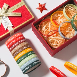 KUCLIN 100 Pieces Students Inspirational Silicone Wristbands Motivational Quotes Rubber Bracelets for Kids Students Back to School Gifts