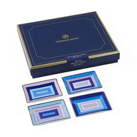 Jonathan Adler Scala Petite Trinket Tray Set, Blue/Lavender/Gold