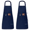 MOLENKY Apron, 2 Pieces Adjustable Apron with 2 Pockets, Adjustable