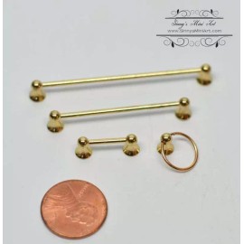 SMA 1:12 Dollhouse Miniature Towel Rack Set, Brass 4PC HH AZ T8464