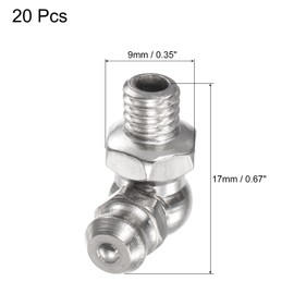 uxcell Nickel-Plated Iron 90 Degree Grease Fitting M6 x 1mm Thread Hydraulic Grease Fitting Accessories, 40Pcs