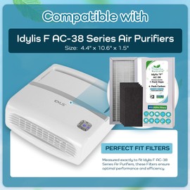 Breathe Naturally Replacement Idylis AC-38 F 1pk Hepa Filter Bundle with Carbon Filter 4pk
