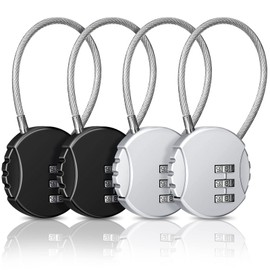 4 Pieces 3 Digit Combination Locks Combo Number Locks Luggage Lock Waterproof Travel Padlocks for School Gate Fence Cabinet Toolbox Suitcase Gym, Hasp Storage (Black, Silver)