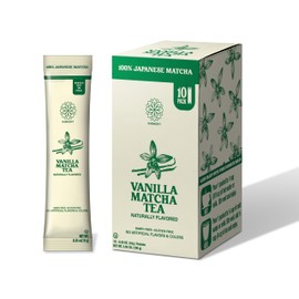 The Harmony Matcha Vanilla (10 Sticks) Premium Sweetened Japanese Matcha Powder, Rich in Antioxidants & L-Theanine, Dairy, Gluten, & Preservative Free, Serve Hot or Iced