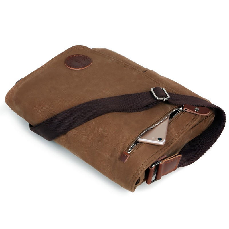 LOSMILE Mens Canvas Messenger Shoulder Bag. (Brown)