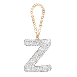 MECCANIXITY Bling Car Letter Charm, Initial Z Letter Interior Car Rear View Mirror Decoration Hanging Crystal Ornaments for Women Bags Water Cup DIY Craft, Silver