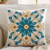 Kuderiy Embroidered Throw Pillow Cover 18x18 Classic Boho Floral Pattern