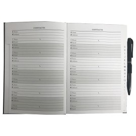 Telephone Address & Birthday Book A-Z Index Beautiful Colour PU Leather Style Cover A5 Size Soft Padded with Pen (Black)